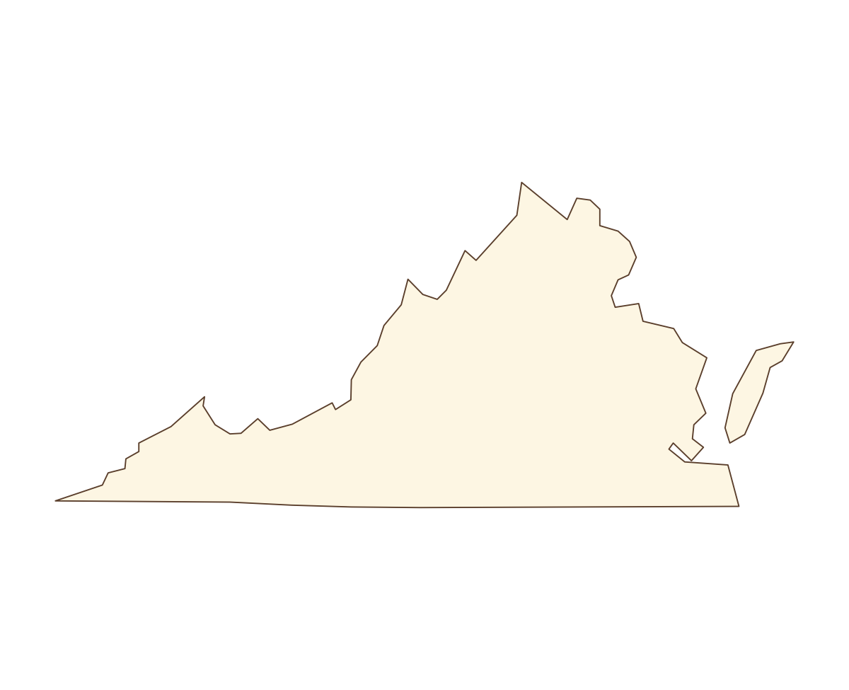 Virginia Blank Outline Map - free printable map of Virginia