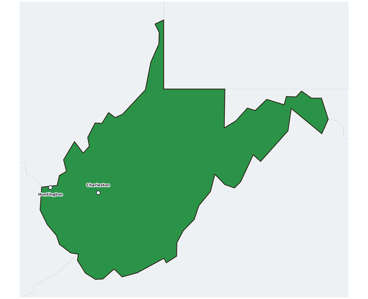 West Virginia Labeled Map - free printable map of West Virginia