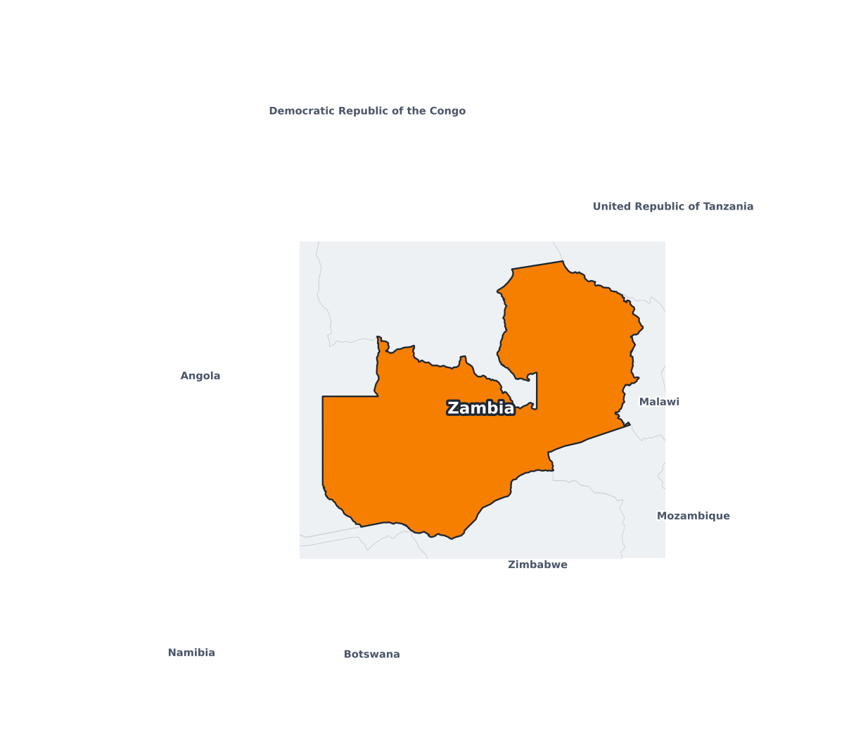 Zambia Labeled Map - free printable map of Zambia