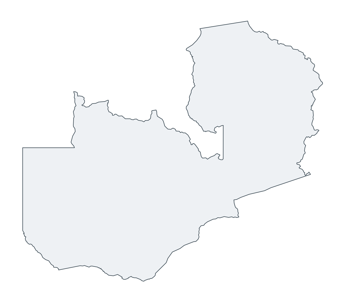 Zambia Outline Map - free printable map of Zambia