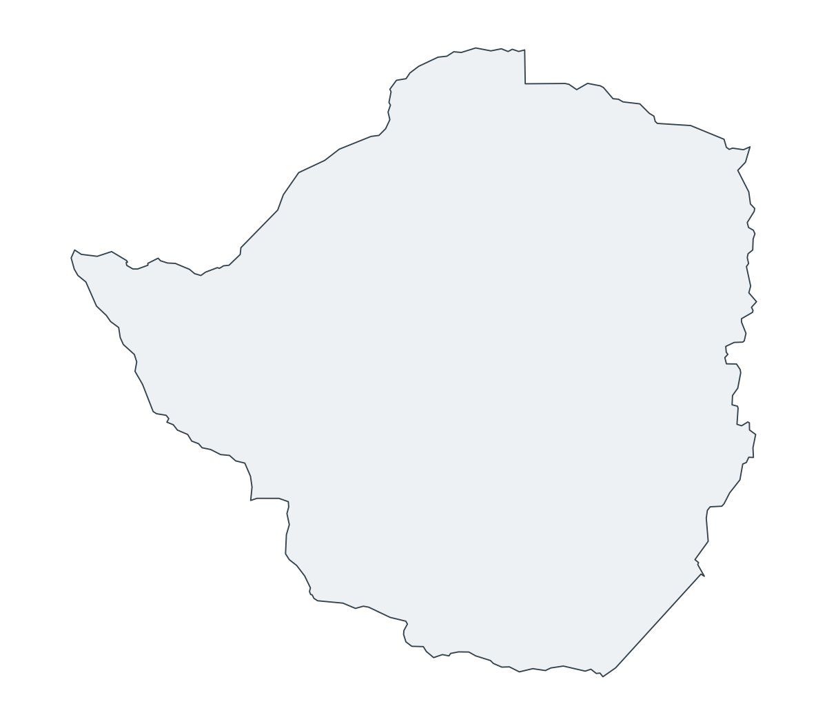 Zimbabwe Outline Map - free printable map of Zimbabwe